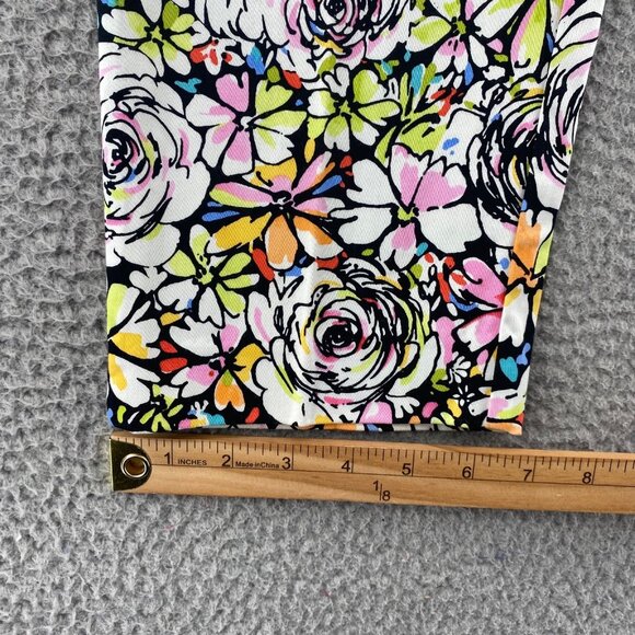 Talbots Pants Womens 4 Petite White Black Multi Floral Stretch Cropped Skinny - Picture 10 of 11